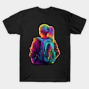 Girl with a backpack design #13 T-Shirt